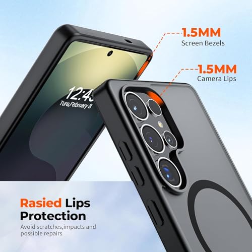 keeshar MagPro case for Samsung Galaxy S25 Ultra 5G | MagSafe Compatible Protective Cover Strong Magnetic Adsorption Shockproof Armor Scratch Resistant Polycarbonate HardBack | Translucent Matte Black - Image 5