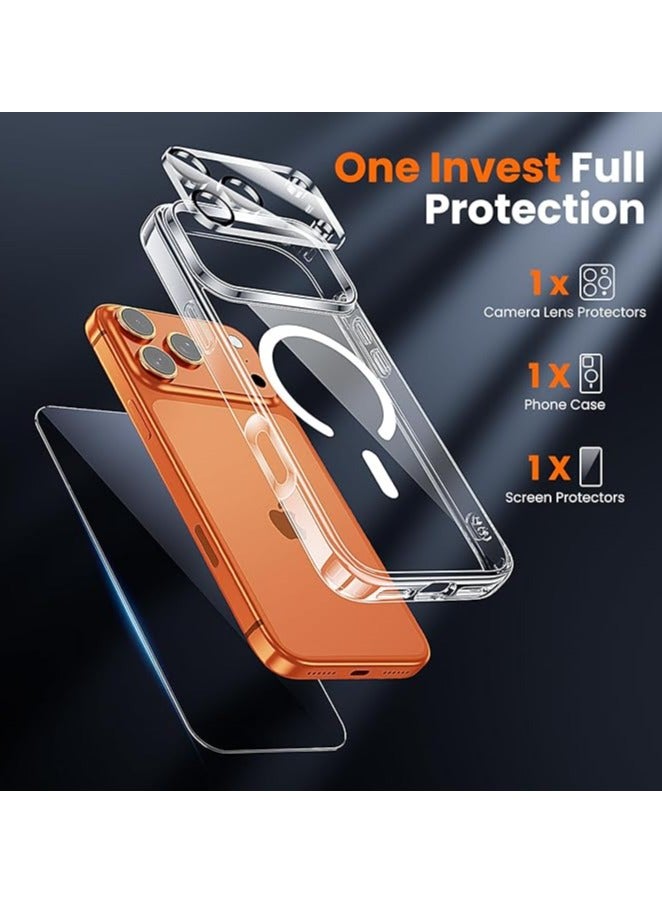 3-in-1 for iPhone 17 Pro Max Protection Set - Transparent Shockproof Case[Compatible with Magesafe] + Screen Protector and Camera Lens Protector, 360 Degree Protection Set - Image 3