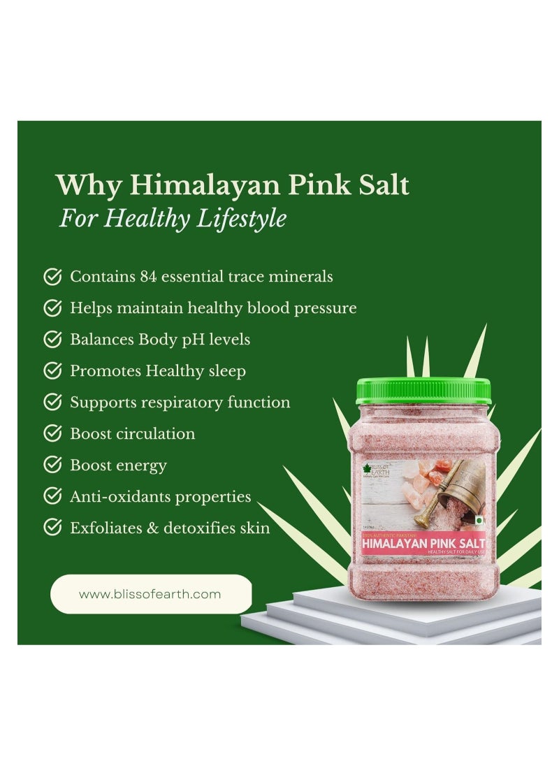 BLISS OF EARTH Bliss of Earth 1KG Pure Himalayan Pink Salt Non Iodised for Weight Loss & Healthy Cooking, Natural Substitute of White Salt Pack of 3  - Image 2