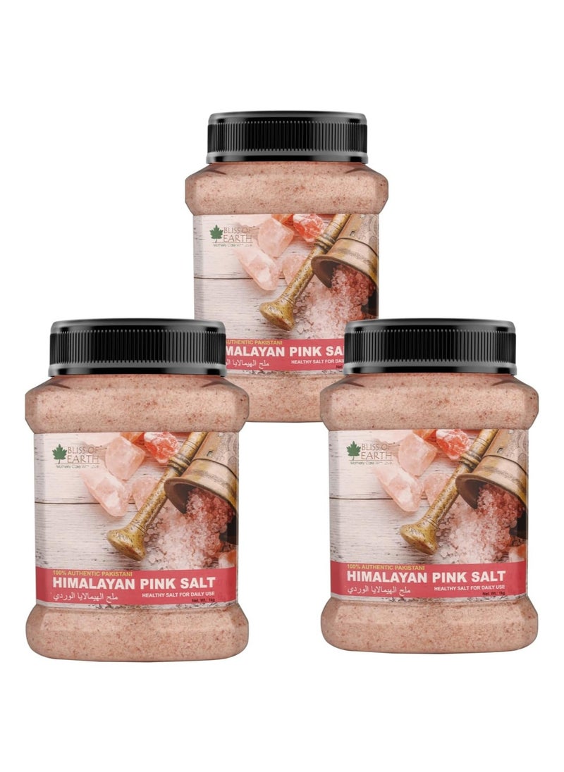BLISS OF EARTH Bliss of Earth 1KG Pure Himalayan Pink Salt Non Iodised for Weight Loss & Healthy Cooking, Natural Substitute of White Salt Pack of 3  - Image 1