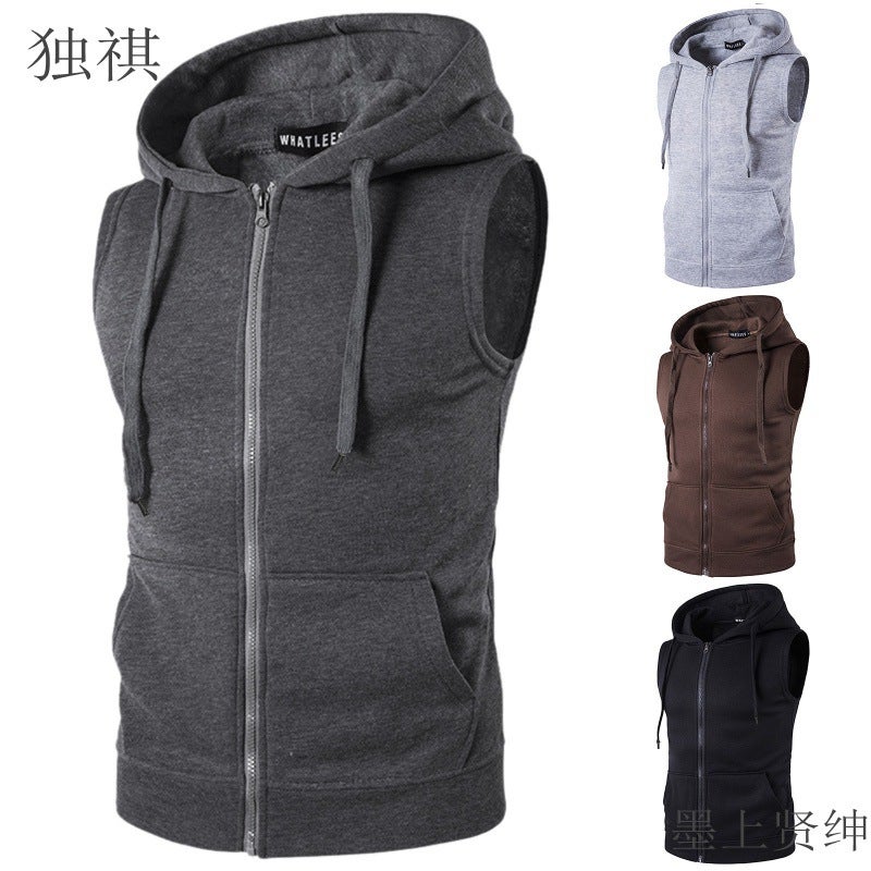Men'S New Casual Hooded Zipper Vest Men'S New Casual Hooded Zipper Vest - Image 2