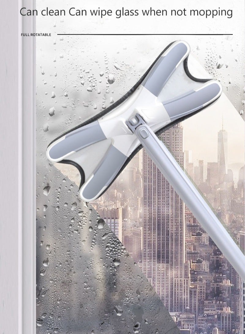 X-type Microfiber Floor Mop Hand-free Wash Spin Strong Water Absorption Cleaning Tools Long Handle Manual Extrusion Household  - Image 2