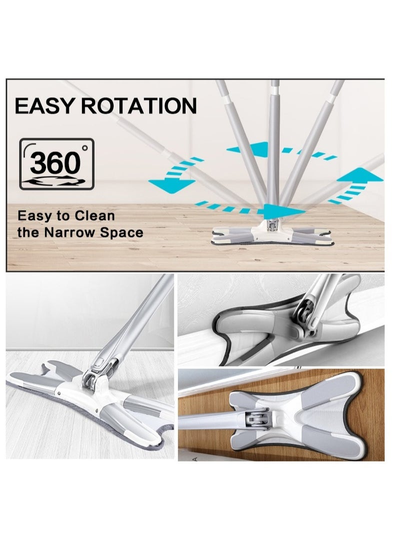 X-type Microfiber Floor Mop Hand-free Wash Spin Strong Water Absorption Cleaning Tools Long Handle Manual Extrusion Household  - Image 4