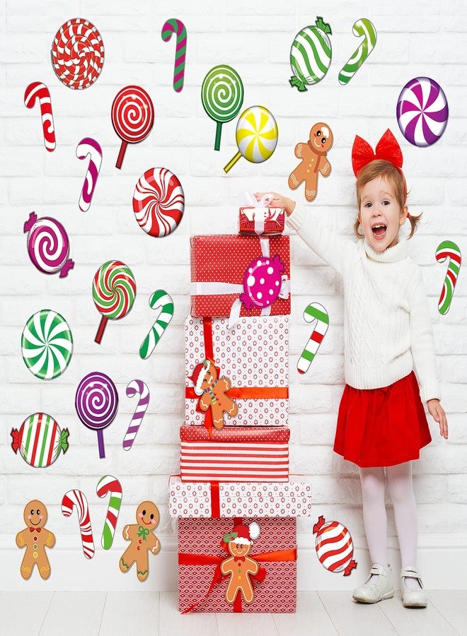 تشينكو 60 قطعة من ملصقات أرضية بنكهة النعناع لحفلات عيد الميلاد، ملصقات حلوى رجل الزنجبيل، ملصقات جدارية وأرضية ذاتية اللصق، ملصقات مصاصات عيد الميلاد، ملصقات نوافذ لحفلات عيد الميلاد ذات طابع الحلوى - Image 5