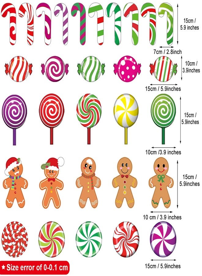 تشينكو 60 قطعة من ملصقات أرضية بنكهة النعناع لحفلات عيد الميلاد، ملصقات حلوى رجل الزنجبيل، ملصقات جدارية وأرضية ذاتية اللصق، ملصقات مصاصات عيد الميلاد، ملصقات نوافذ لحفلات عيد الميلاد ذات طابع الحلوى - Image 2