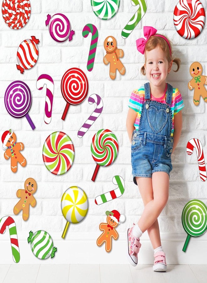 تشينكو 60 قطعة من ملصقات أرضية بنكهة النعناع لحفلات عيد الميلاد، ملصقات حلوى رجل الزنجبيل، ملصقات جدارية وأرضية ذاتية اللصق، ملصقات مصاصات عيد الميلاد، ملصقات نوافذ لحفلات عيد الميلاد ذات طابع الحلوى - Image 4