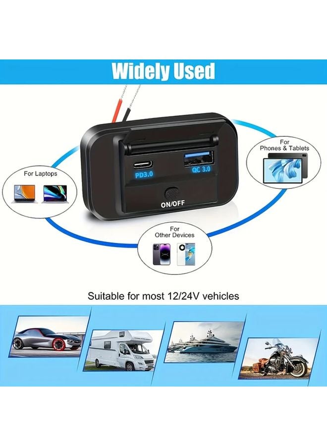 Dual USB QC3 0 PD3 0 Fast Car Charger With Red Light Two Packs For 12V 24V Vehicles - Image 2