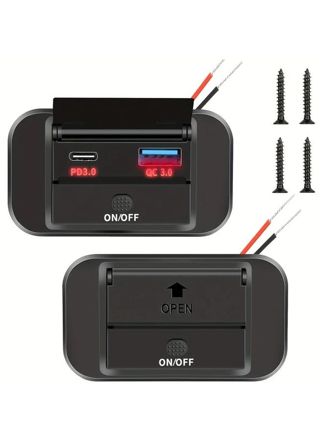 Dual USB QC3 0 PD3 0 Fast Car Charger With Red Light Two Packs For 12V 24V Vehicles - Image 1