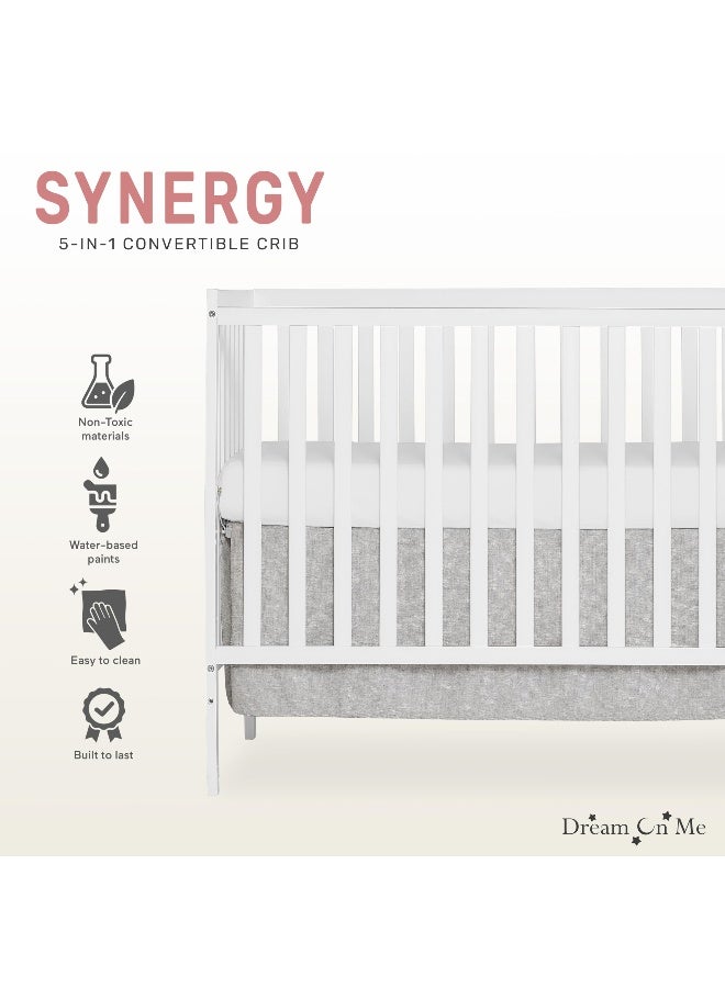 Dream On Me Synergy 5In1 Convertible Crib In White made of New Zealand Pine wood JPMA Greenguard Gold Certified features 3 mattress height settings - Image 4