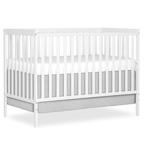 Dream On Me Synergy 5In1 Convertible Crib In White made of New Zealand Pine wood JPMA Greenguard Gold Certified features 3 mattress height settings - Image 1