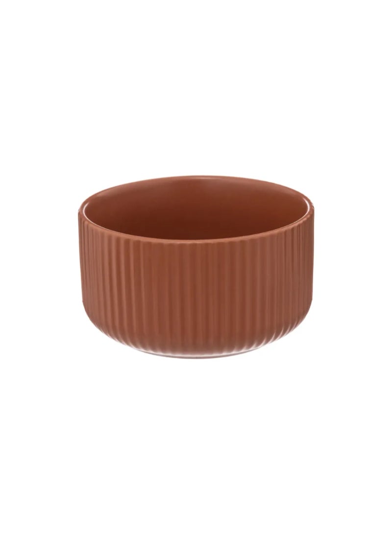 Ribbed Earthenware Bowl 420 Ml Terracotta