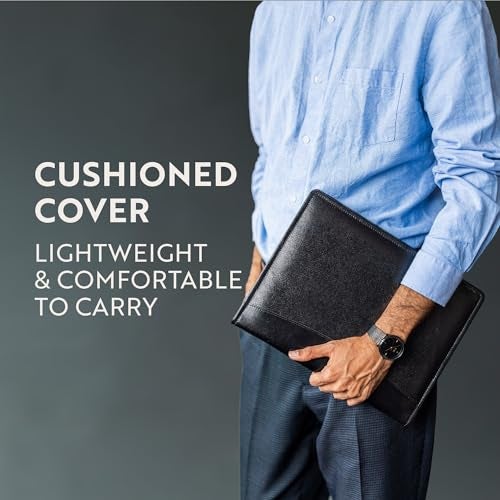 Moonster Leather Portfolio Professional Organizer Padfolio – Resume Leather Portfolio Folder with Luxury Pen - Stylish Document Folio with Business Card Holder - Gift Portfolios for Men - Image 2