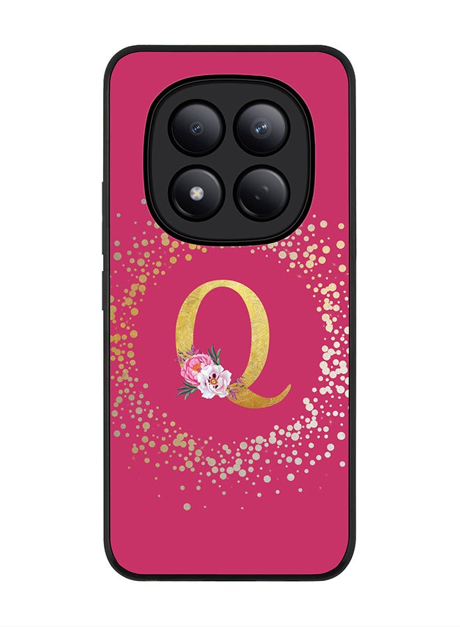 For Xiaomi Redmi Note 15 Pro 4G Case,Slim fit Camera Protection, Shockproof Thin Phone cover  - Custom Monogram Floral - Q ( Deep Pink )