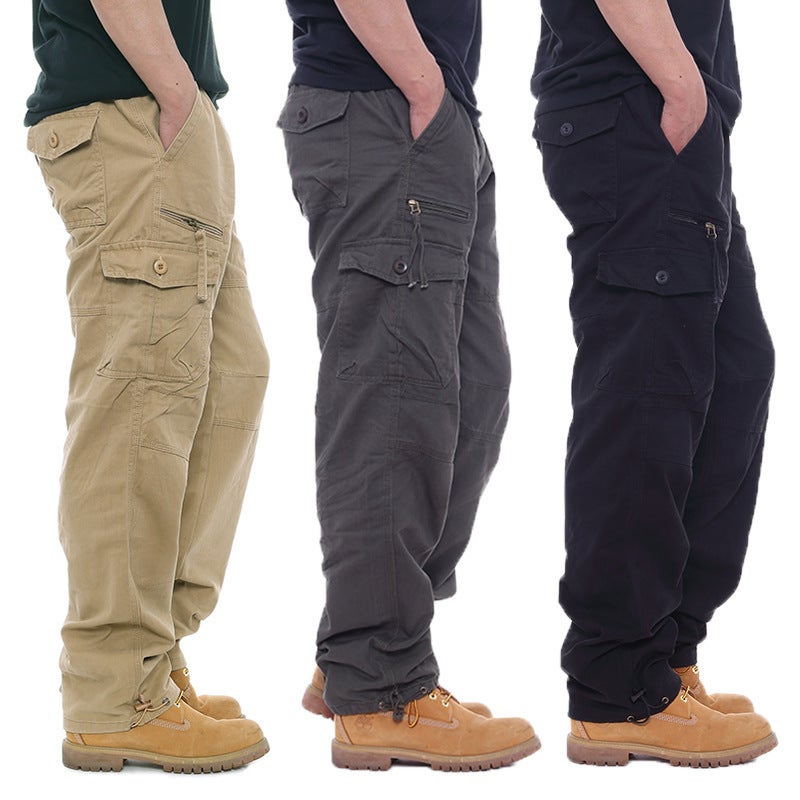 Men's Pure Cotton Cargo Pants Casual Straight Leg Multi-Pocket - Image 5