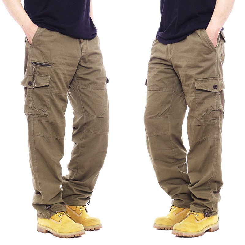 Men's Pure Cotton Cargo Pants Casual Straight Leg Multi-Pocket - Image 3