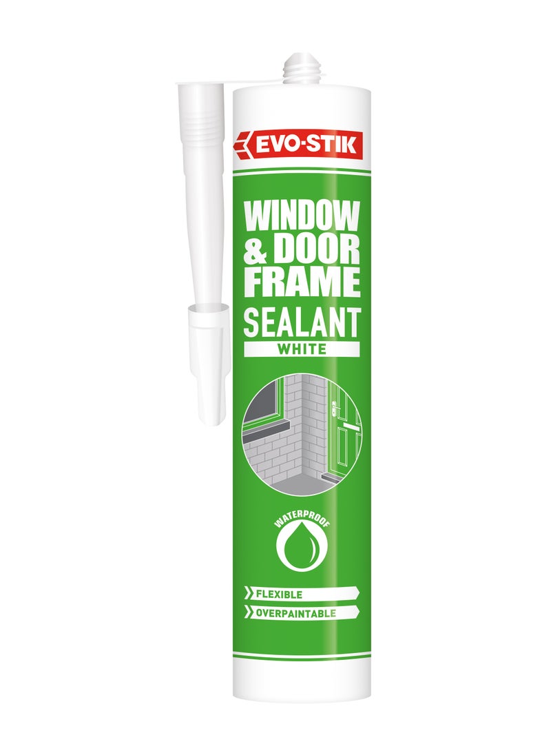 EVO-STIK - Window & Door Frame Sealant, Waterproof, Flexible, Overpaintable, Lasts up to 15 Years, Colour: White, Size: 280ml - Image 1