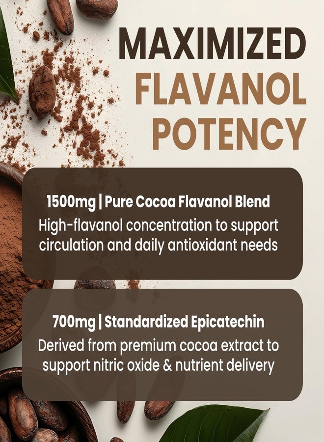 POWERED X PLANTS مسحوق الكاكاو عالي الفلافانول - 1500 ملغ فلافانول الكاكاو، 12 ضعف الإبيكاتشين، 700 ملغ من الإبيكاتشين، فلافونويدات مضادة للأكسدة - يدعم صحة الدماغ والقلب، وأكسيد النيتريك، والدورة الدموية، بفضل تركيبة نباتية غنية. - Image 3