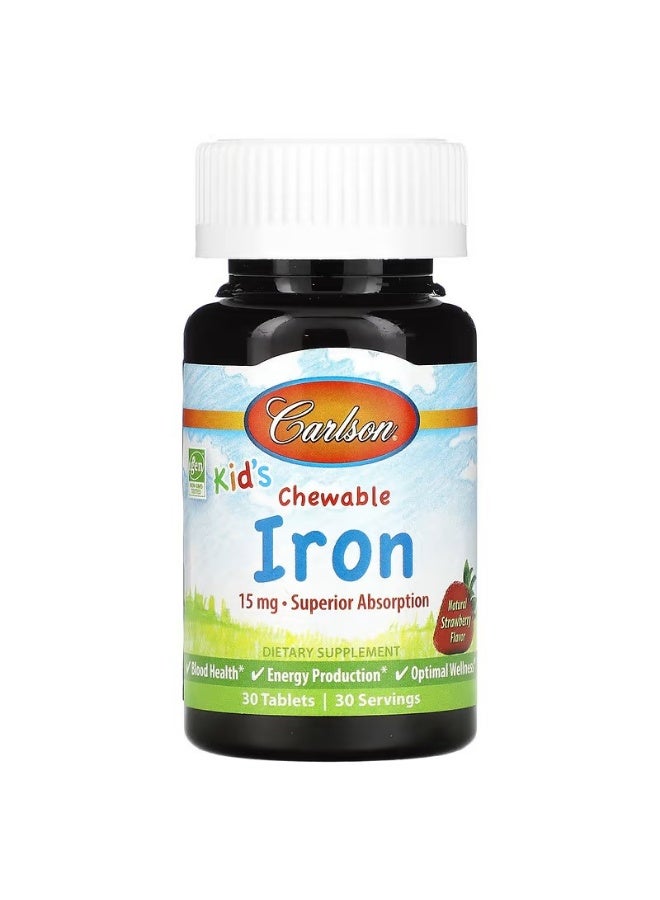 كارلسون حديد قابل للمضغ بالفراولة 15 ملجم - 30 قرصًا