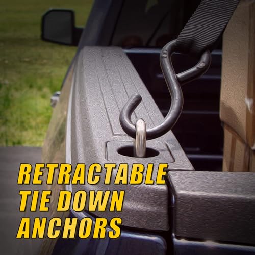 YIUIY Retractable Tie Down Anchors Truck Bed Side Wall Compatible with F150 1998-2014, Ford Super Duty 1998-2016, Chevrolet Silverado and GMC Sierra 1988-2013, Dodge RAM 1995-2008(4 Sets) - Image 4