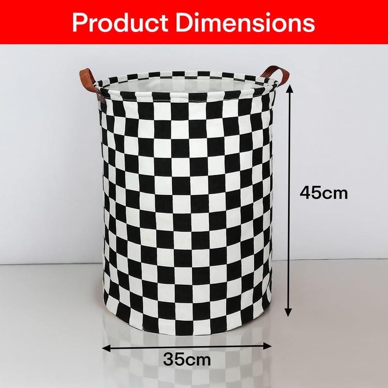 PRIME PICK Storage Box Cloth Organiser Pack 2 clothes organizer PU handle cotton jute Wardrobe Organizer for Storage Foldable Washable Box with Lid Handles Ideal for Almirah Drawer White Black - Image 3