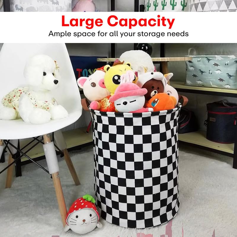 PRIME PICK Storage Box Cloth Organiser Pack 2 clothes organizer PU handle cotton jute Wardrobe Organizer for Storage Foldable Washable Box with Lid Handles Ideal for Almirah Drawer White Black - Image 4