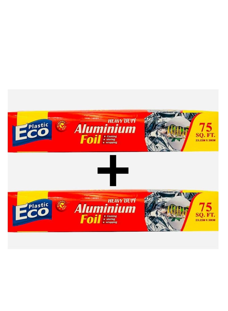 ECO Plastic 2pack of Aluminum(aluminium) Foil Silver 75sqft 23.22m × 30cm  - Image 1