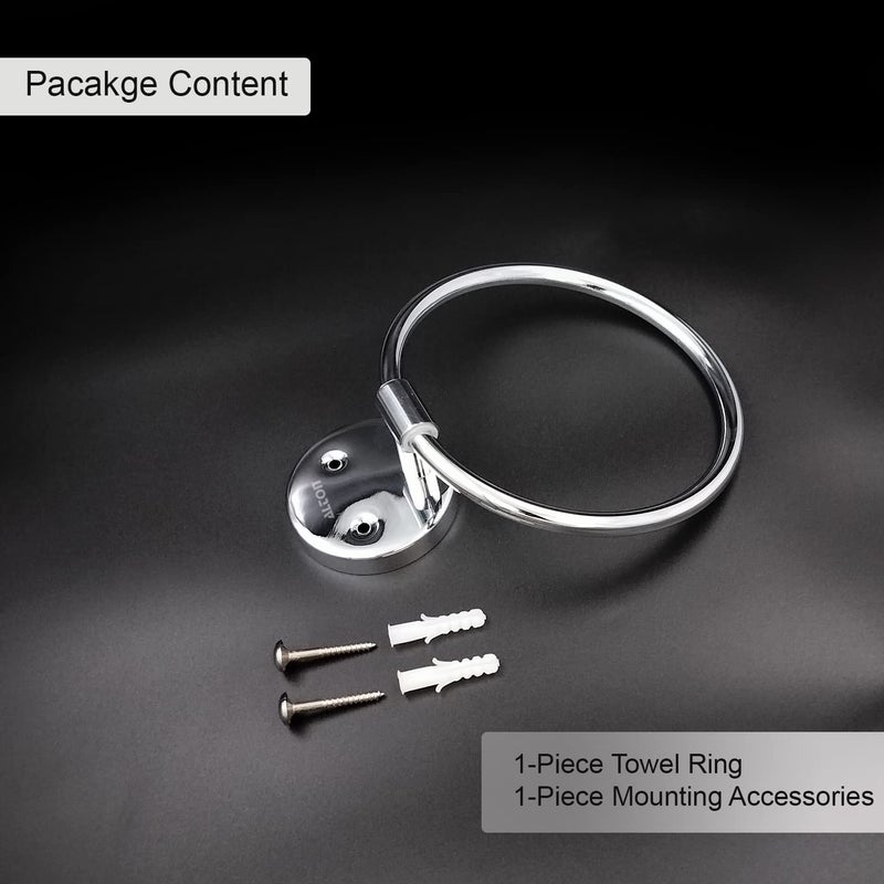 Alton ألترون BTA30100، حلقة منشفة/حلقة منديل/حامل منديل/معلق منشفة/إكسسوارات الحمام (كروم) عبوة من 2 - Image 4