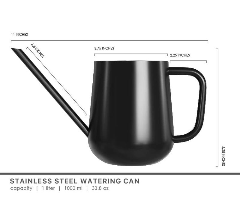 LOOPSEED Metal Watering Can for Indoor Houseplants Outdoor Garden Long Sprout Water Can for Succulents Herb Bonsai Modern Garden Tool 33.8oz/1000ml (Dashing Black) - Image 2