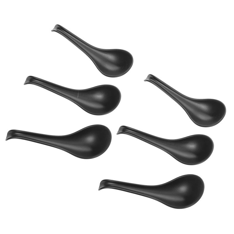 6 Melamine Long Handle Ramen Pho Spoon Set Asian Soup Serving Tableware - Image 2
