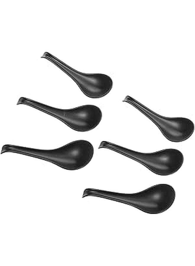 6 Melamine Long Handle Ramen Pho Spoon Set Asian Soup Serving Tableware - Image 1