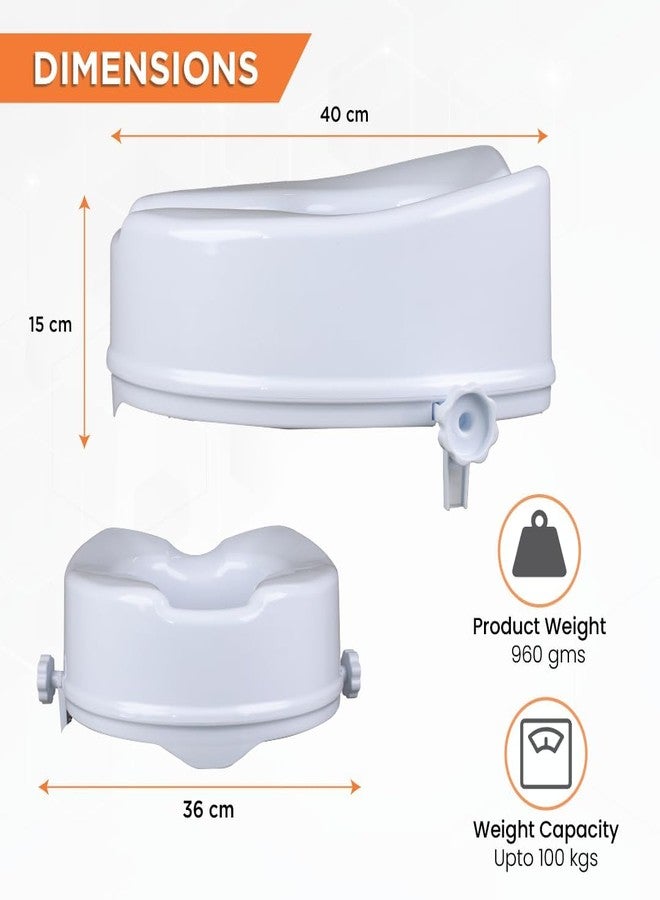 eOnekart Commode Raiser Seat 4 Inch - Portable Toilet Seat Riser for Western Commode | Height Increasing Raised Seat for Senior Citizens, Patients, Knee Pain & Post-Surgery Comfort - Image 2