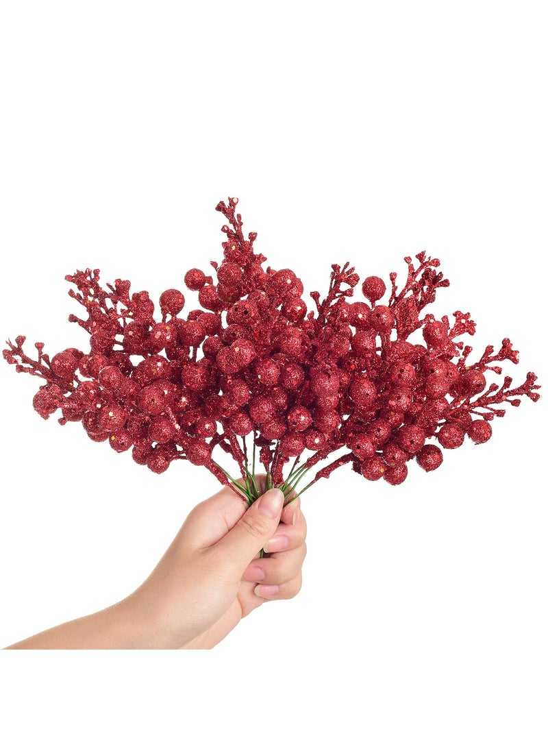 Artiflr Artiflr 14 Pack Christmas Glitter Berries Stems  7.8 Inch Artificial Christmas Picks for Christmas Tree Ornaments  DIY Xmas Wreath  Crafts  Holiday and Home Decor  Red  - Image 5