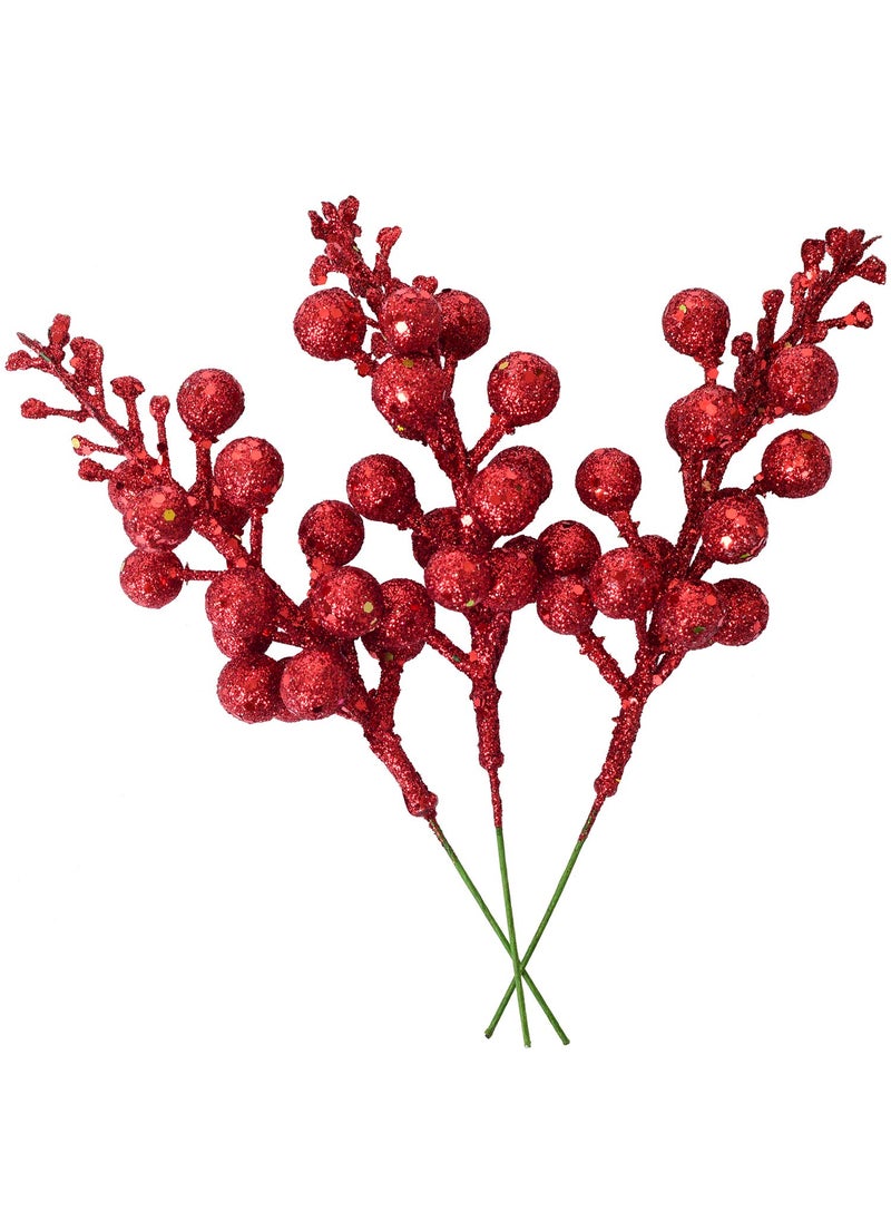 Artiflr Artiflr 14 Pack Christmas Glitter Berries Stems  7.8 Inch Artificial Christmas Picks for Christmas Tree Ornaments  DIY Xmas Wreath  Crafts  Holiday and Home Decor  Red  - Image 1