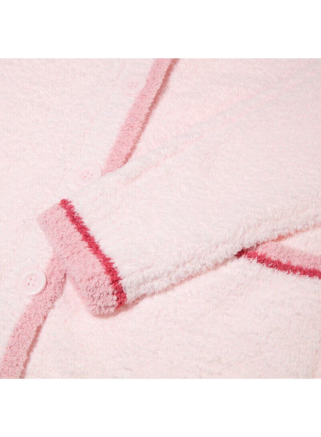 Aimer Long Sleeve Long Pants Pajama Set Soft Plush Warm Am468131 Pink 165