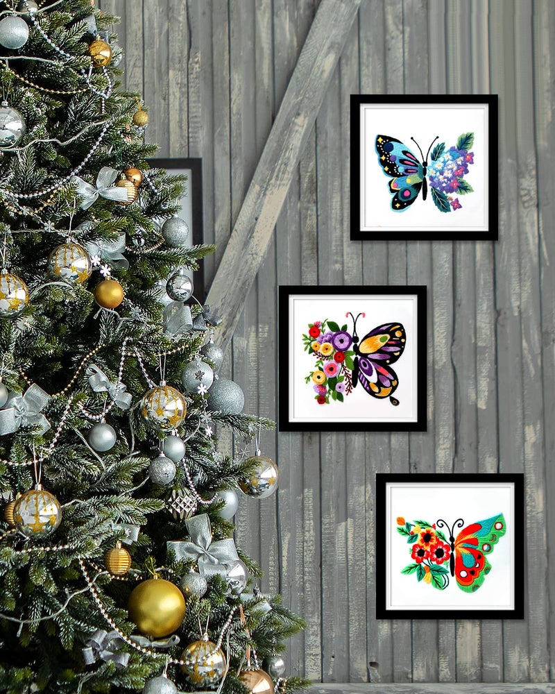 TINDTOP 3 Sets Embroidery Stitch Practice kit, Butterfly Flower Embroidery Kit for Beginners Include Cloth Hoops Threads for Craft Lover Hand Stitch with Embroidery Skill Techniques - Image 5