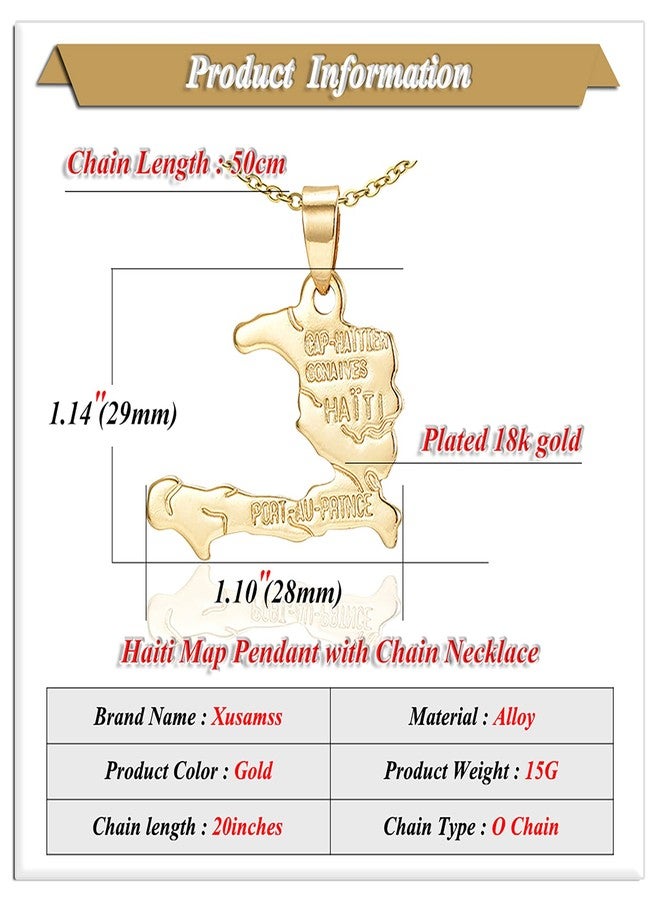 Xusamss Fashion 18K Gold Plated Alloy Haitian Map Pendant Charm Necklace(Gold) - Image 2