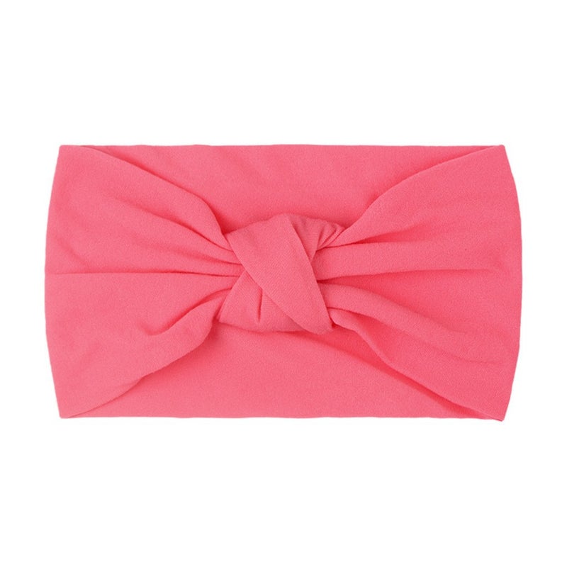 Generic European and American Spring New Childrens Headwear Baby Solid Color Nylon Knot Wide Side Headscarf Baby Hair Belt rose red