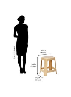 NILKAMAL Nilkamal STL06 Strong and Durable Plastic Seating Stool for Home | Bedroom | Bathroom | Kitchen | Living Room | Office | Adult | Kids | Children's & Garden Stool with high Load Capacity (Marble Beige)  - Image 2