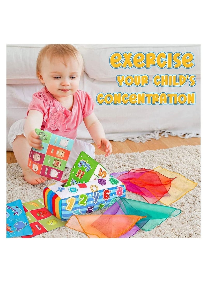 Baby Tissue Box Toy Toy for Babies 6 to 12 Months Soft Infant Newborn Toddlers Sensory Toys Magic or Kids Educational Preschool Learning  - Image 1