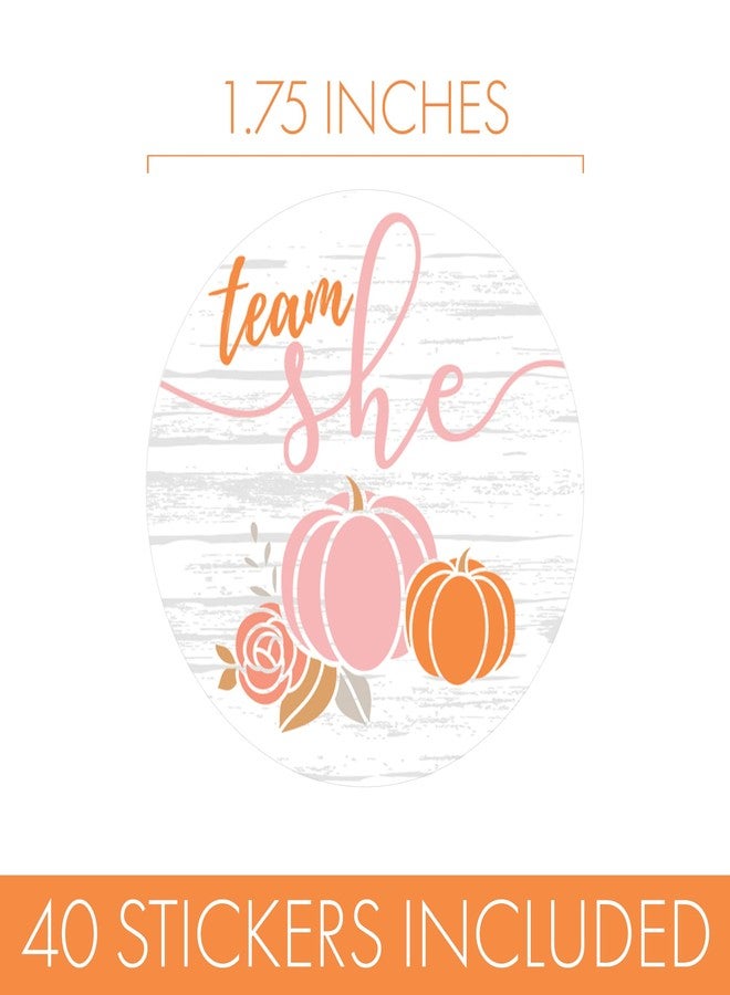 DISTINCTIVS Little Pumpkin Gender Reveal Stickers, Team He or Team She Gender Reveal Voting Labels - 40 Count - Image 3