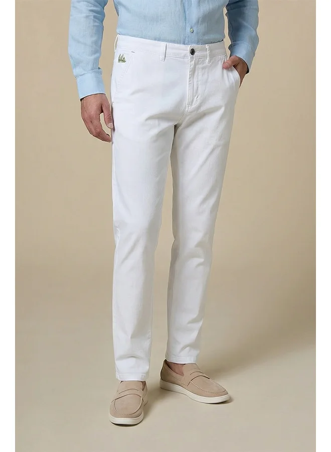 تكلف The Airway White Linen Blend Trousers Comfort Fit