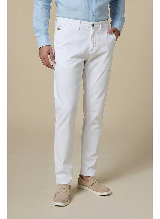 مانرزم The Airway White Linen Blend Trousers Comfort Fit - Image 1
