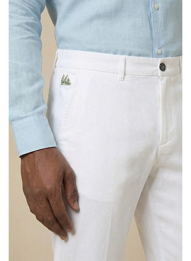 مانرزم The Airway White Linen Blend Trousers Comfort Fit - Image 2