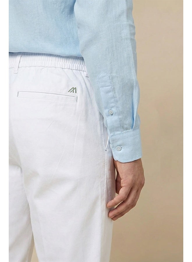 مانرزم The Airway White Linen Blend Trousers Comfort Fit - Image 4
