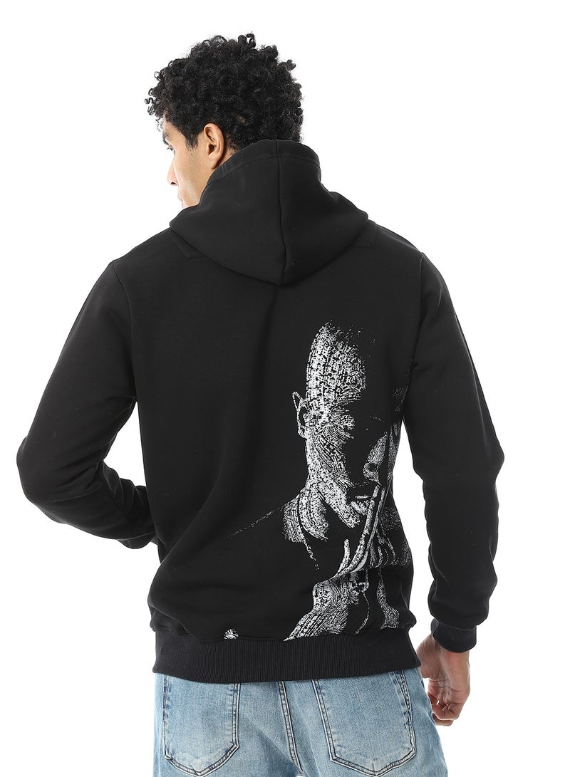 Andora Kangaroo Pockets Fleeced Hoodie_Heather Black  - Image 3