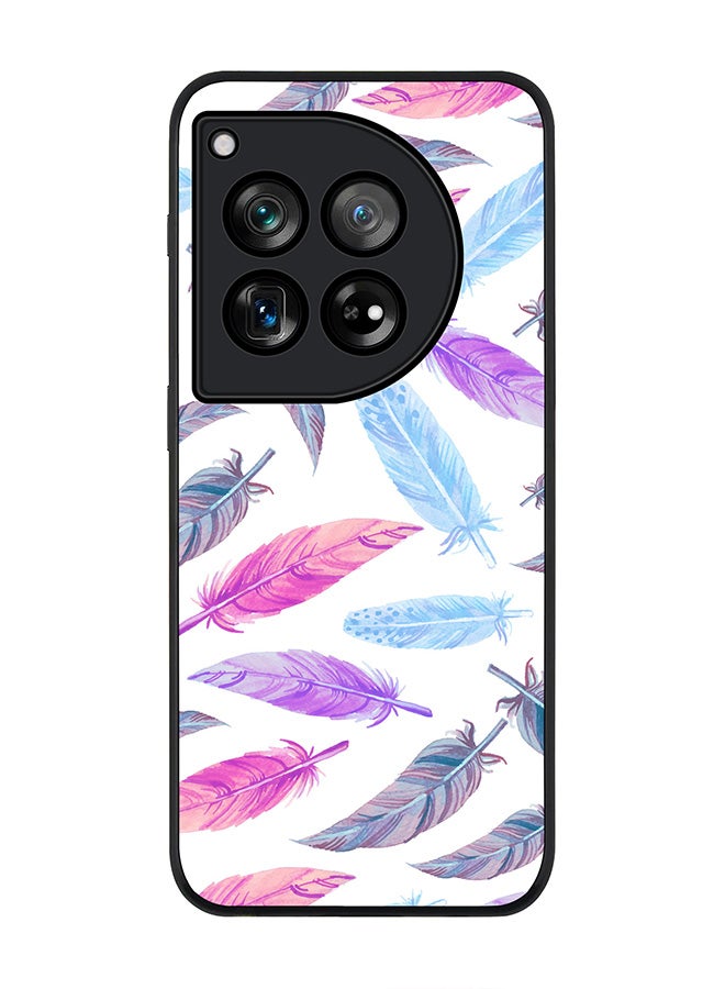 Stylizedd Rugged Black Edge Case for OnePlus 12, Slim fit Soft Case Flexible Rubber Edges Anti Drop TPU Gel Thin Cover -  Feather Colors - Image 1