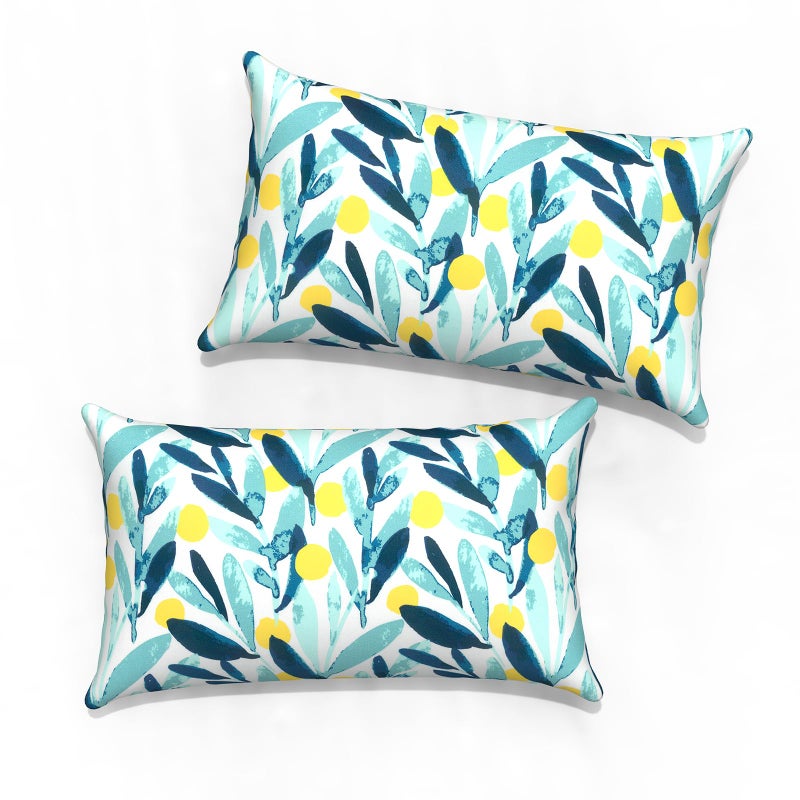 TWLEAR Outdoor Lumbar Pillow Covers 12x20 Rectangle Throw Pillow Covers for Patio Furniture Decorative Lumbar Cushion Case for Garden Balcony Couch Office Chair Pack of 2 Leaves Multi