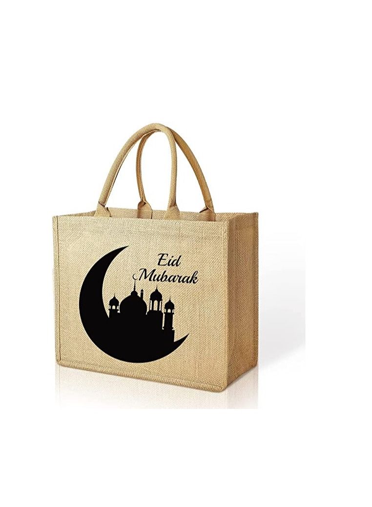 برينت شوب فور مي حقيبة يد أو حقيبة من الجوت مطبوعة بتصميم عيد مبارك وقابلة لإعادة الاستخدام - Image 1