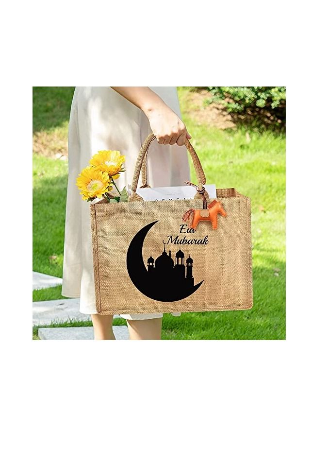 برينت شوب فور مي حقيبة يد أو حقيبة من الجوت مطبوعة بتصميم عيد مبارك وقابلة لإعادة الاستخدام - Image 5