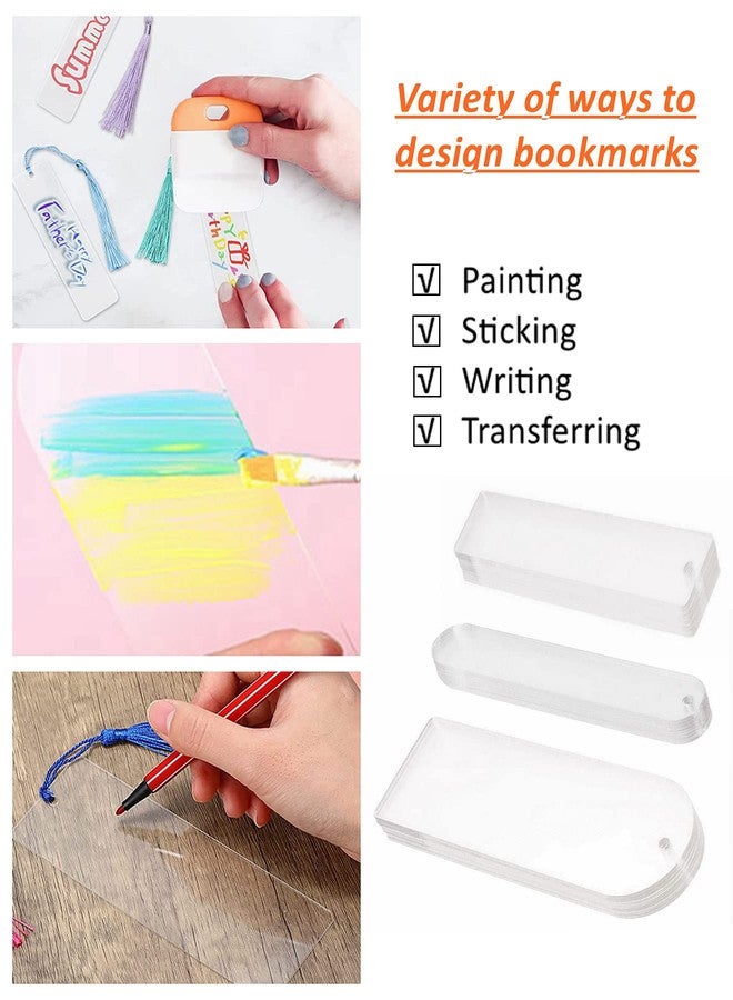 GetALift 30PCS Acrylic Bookmark Blanks, Clear Acrylic Craft Bookmarks with 30PCS Colorful Tassels, Transparent Rectangle Round Bookmarks Bulk for DIY Crafts Hanging Gift Tag Price Tags(3 Shape) - Image 4
